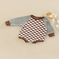 Djeca dječja dječaka jesenska rumper checker tablica Ispis dugih rukava jedna bod odjeća 6- mjeseci