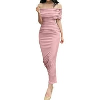 Djevojka Style OffShoulder niska podijeljena haljina dugačka suknja Maxi haljina za žene ružičaste veličine