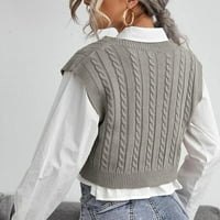 Vbnergoie ženski prepejni stil pletena vrpca vrhunsko bez rukava V-izrez vintage džemper dugački ženski