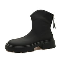 Zodanni ženski čizme za gležnjeve casual platform boot natrag zip čizme Radne cipele Zima ne klizanje Chunky peta crna 4,5