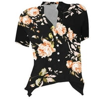 Ljetni vrhovi za žene kratki rukav modni V izrez labav majica Pink XL