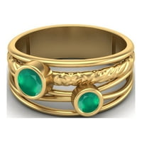 Okrugla zelena ručno izrađena ručno rađena sljetna ručna benda sterling srebrni zlatni Vermeil dvostruki