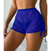 Frehsky kupaći kostimi Žene Sheer Mesh Cover Up Shorts Pokrivač na plaži Na plaži Čvrsta češa navlaka