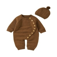 Bagilaanoe Newborn Baby Girl Boys Knit Zkupno dugih rukava + hat novorođenčad rebrasta rub