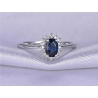 Harry Chad Enterprises 2. CT plavi ovalni rez safir i dijamantni prsten, 14k bijelo zlato - veličina