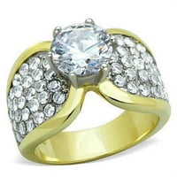 Ženski prstenovi dva tona IP zlatnog čelika od nehrđajućeg čelika sa AAA CRT CZ u Clear TK1547