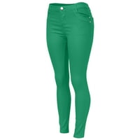 Hlače za žene visoki uspon modni jean klasični čvrsti boja glenar ležerne prilične učvršćene zelene