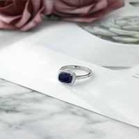 Gem kameni kralj sterling srebrni Blue Sapphire Angažman prsten za žene