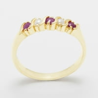 Britanci napravio 9k žuto zlato prirodno rubin i kultivirani biserni ženski prsten - veličine opcije