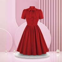 Ženske haljine Ženske vintage reverske haljine, čipke Up luk velike haljine ljetne haljine