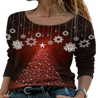 Luxplum dame tee dugi rukav božićni majica kraljevske majice xmas natpise ležerne tunika bluza festivala