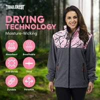 Trailecrest Ženska runo s dugim rukavima puni zip jakne, drveni ugljen i ružičasti Camo, 2x