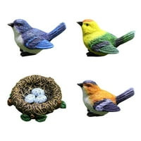 Bird Dekorativne figurice, mini slatki papažni ptica gnijezdo životinje Model igračaka za kućno dekor Vrtni ukras za tortu