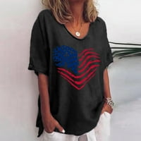 Ženski vrhovi ženske ljetne neovisnosti Dnevni uzorak Bluza okrugli vrat kratkih rukava udobne majice