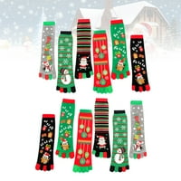 Pari Božićni tisak prsta Čarapa šarene pamučne nožne čarape Prozračne cijevi za nožne čarape za žene