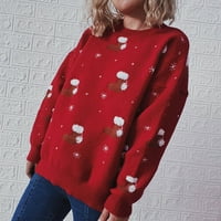 CLLIOS ružni božićni džemper za žene pletenje dugih rukava Top čarapa Elegantna CrewNeck džemper srušivši pulover Jumper Fall džemperi za žene