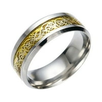 Prstenovi za žene djevojke titanijum čelični zmajski prsten sa srebrnim zlatnim zmajem od nehrđajućeg