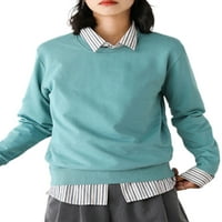 Paille ženske dukserice dugih rukava pulover pune boje majica labava fit crew vrat iz vrata zimski jezero