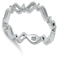 Clear Clear Walet Clear Cubic cirkonijski prsten. Sterling srebrni pojas bijeli nakit ženske male veličine
