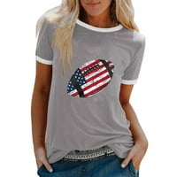 ECQKAME 4. srpnja Košulje za žene Plus veličine Ženska modna Ležerna printa Okrugli izrez Labavi majica
