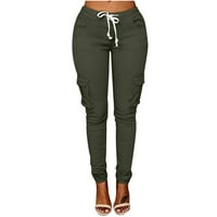 Ženske hlače Sezonske modne žene plus veličine crtež casual solidne elastične struk džep labave hlače