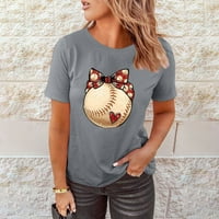 B91XZ Žene Ljetne vrhove Žensko bejzbol Srce Majica Slatka grafička ženska bejzbol srca Tornica odjeća