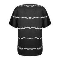 Ljetne košulje za žene majice kratkih rukava V-izrez pulover Ombre stripe print vrhovi Dressy Casual T-majice Labavi fit bluze Black XL Rollbacs