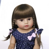 Slatka reborn baby djevojka lutka duga kosa novorođena mališana lutka puna tijela silikona sa tamnoplavim