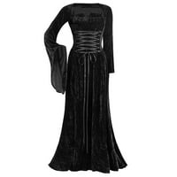 Haljine za žene Ahomtoey ženske duge haljine Vintage dugih rukava Dužina dugačka haljina Elegantna haljina