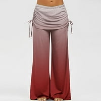 Zyekqe ženske joge hlače elastične vučne vučne hlače na širokim hlačama dame casual solidne boje tiskane