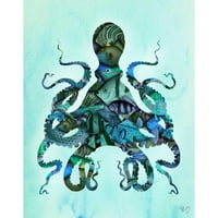 FAB Funky Black Modern Framed Museum Art Print pod nazivom - Plava riblja hobotnica