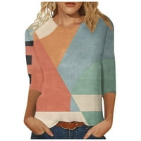 Košulje za vježbanje Žene žene Žene tri četvrtine rukava sa geometrijskim bojama za blokiranje boje