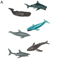 Set ocean životinjski igrački živopisan 3D efekt crtani podvodni svjetski kitovska morski pas CRAB kornjača