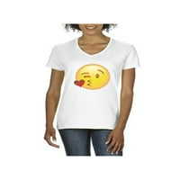 MMF - Ženska majica V-izrez kratki rukav, do žena Veličina 3XL - Emoji Winky Face
