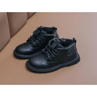 Dječji borbeni plišani postrojeni topli čizmi lug jedinice gležnjače Neklizajuće cipele Dječje dječake Ležerne prilike cipele Side patentni zatvarač crno 6.5toddlers