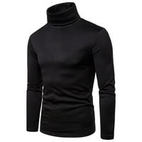 Muški vrhovi muškarci Čvrsti turtleneck casual slim fit pulover topla majica za košulje od dna crna
