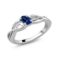 Gem Stone King 0. CT ovalni plavi stvorio je safir srebrni prsten Sterling