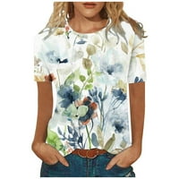 Ženski dnevni haljini bluze s kratkim rukavima okrugli vrat Ljeto cvijeće Košulje tiskane novost labav