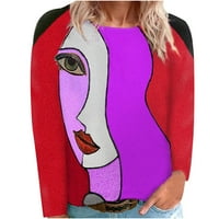 Ženska modna odjeća Estetska majica O-izrez dugih rukava Majica Jesen Print bluza Worls 90-ih vrhovi
