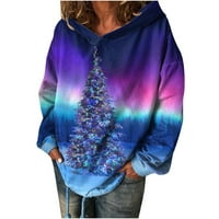 Duks prodaje za ženske pulover s kapuljačom s dugim rukavima, Ležerne prilike sa labavim božićnim stablom