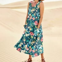 Podplug cvjetna haljina za žene, žensko ljetno casual modni cvijet od tiskane haljine na rukavu bez rukava