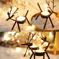Reindeer Čaj za svijeće Držači svijeća, crni metalni čajni lampica za božićni dom, kuhinju, ukrase stola