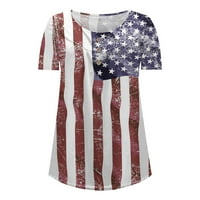 JSAierl Ženska dana nezavisnosti Ljeto Slatke majice kratkih rukava Patriotske američke zastave Grafičke majice Klasične plutene bluze za izrez
