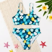 Djevojke kupaće ljeto Visoko struk bikini postavio dva šarenog kupaćih kupaćih kostima za kupanje za