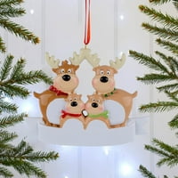 Wedracia Personalizirani obiteljski Božićni Xmas Tree Bauble Decoration Ornament ELK Deer Porodica Božićni