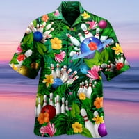 Nove muške košulje 3D crtane košulje za kuglanje za muškarce Havajska muška odjeća V-izrez s jednim