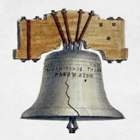 Besplatno zvono. Nivo Bell iz dvorane za nezavisnost u Filadelfiji, Pennsylvania. Akvarel, C1840. Poster