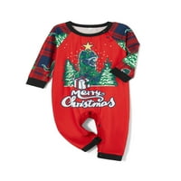 Mubineo Porodica koja odgovara Božićne pidžame, baby romper slovo božićno drvce dinosaurus ispis dugih rukava na vrhu plažene hlače za spavanje
