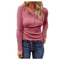 Ženska bluza dugih rukava V-izrez Tunic Tunic Front Dugme Majica Trendy Leisure Streetwear Dnevno odjeljenje