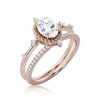 Zasljepljujuće Art Nouvea 2. Karat Ovalni rez dijamantski prsten za angažman, vjenčani prsten u 10K